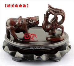 INPHIC-開運 開光雞牛吉牛獻瑞棕紅色擺件財獅抱喜屬猴化太歲開運吉祥物(一對帶底座)