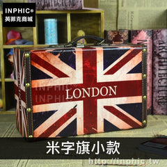 INPHIC-做舊老式創意道具國旗手提箱禮物攝影木盒復古收納箱婚紗英倫-米字旗小款