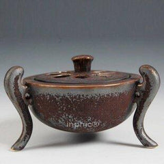 INPHIC-鐵鏽釉蓮花瓣鏤空三足爐佛具瓷器香熏爐