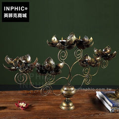 INPHIC-裝飾品鐵藝燭臺擺設鐵質工藝品蓮花燭臺荷花桌面擺飾泰國