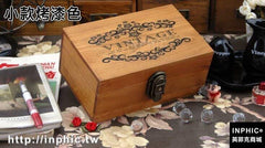 INPHIC-雜貨復古實木盒子筆記本秘密帶鎖收納盒子做舊盒證件盒-小款烤漆色