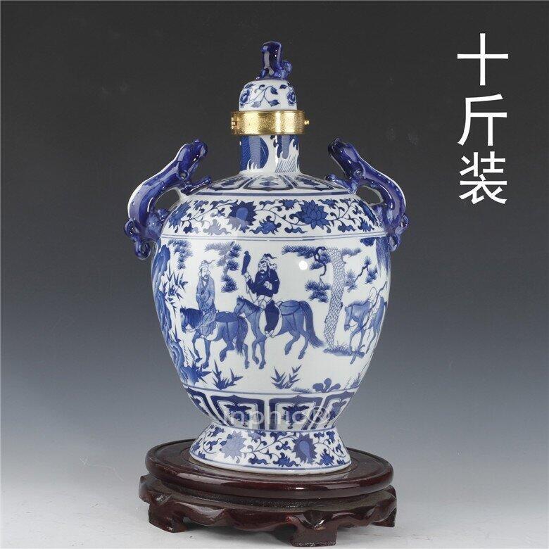 INPHIC-景德鎮十斤裝青花陶瓷酒瓶 10斤裝密封酒罈 空酒具 青花人物酒瓶
