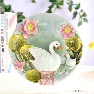 INPHIC-歐式鄉村手繪陶瓷掛盤 我家後院有白鵝 裝飾盤家居飾品擺設