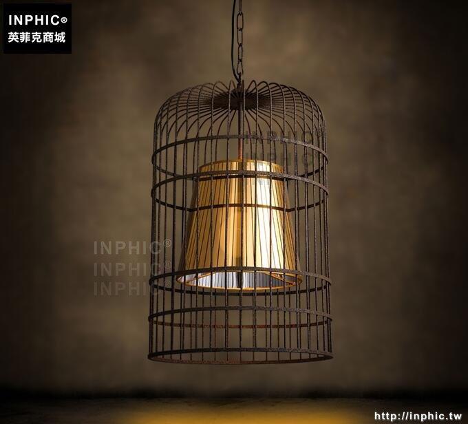 INPHIC- 中式鐵藝餐廳酒吧復古中國風創意吧臺茶樓茶館個性鳥籠吊燈-做舊色小款