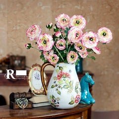 INPHIC-歐式田園露蓮手感千層花手繪花壺陶瓷花器 仿真花藝套