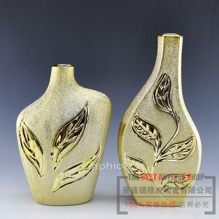INPHIC-裝飾品 工藝品 家居擺飾 金葉瓶花瓶 簡約歐式瓷