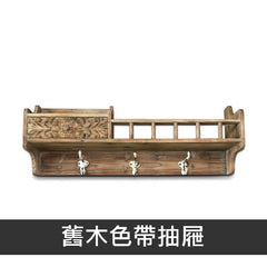 INPHIC-復古家居鄉村掛勾酒吧美式花架裝飾咖啡店道具實木裝飾-舊木色帶抽屜
