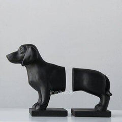INPHIC-酷黑臘腸狗書撐 現代簡約樹脂擺飾 客廳書房軟裝裝飾品