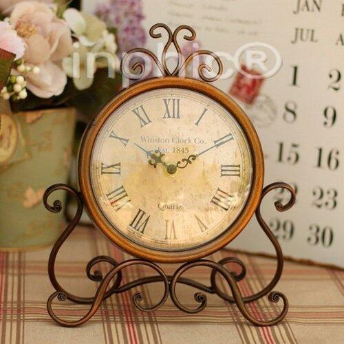 INPHIC-歐式仿復古鐵藝工藝 古銅金色靜音臺鐘座鐘