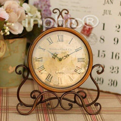 INPHIC-歐式仿復古鐵藝工藝 古銅金色靜音臺鐘座鐘