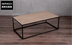 INPHIC-北歐鄉村鐵木茶幾 工業風復古做舊榆木桌面客廳家具-B款