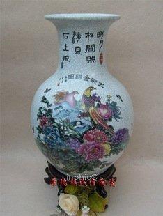 INPHIC-景德鎮陶瓷工藝品 牡丹花鳥圖 歲歲平安瓶 藝術瓷器擺設 送禮