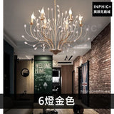 INPHIC-茶餐廳吊燈酒吧loft臥室工業茶樓服裝店吧臺客廳樹枝創意水晶-6燈金色