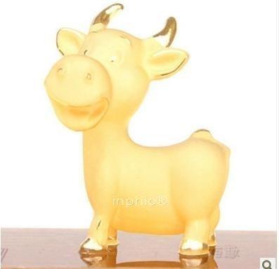 INPHIC-十二生肖擺件工藝品 絨沙金牛擺件 本命年Q版生肖吉祥物 家居飾品
