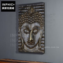 INPHIC-客廳掛飾工藝品泰國木雕東南亞掛飾佛臉浮雕
