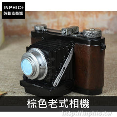 INPHIC-縫紉機樹脂相機擺件工藝品販賣機裝飾電話做舊美式道具復古-棕色老式相機