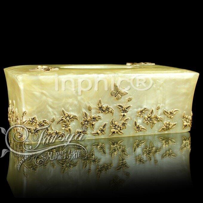 INPHIC-歐式家居飾品擺飾收納金色蝴蝶紙巾盒