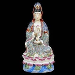 INPHIC-觀世音菩薩 陶瓷雕塑 開光佛像坐蓮觀音 家庭供奉