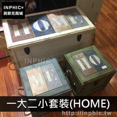 INPHIC-做舊實木創意家居擺飾美式整理茶幾箱子復古收納凳-一大二小套裝(HOME)