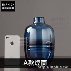INPHIC-玻璃透明客廳彩色北歐花瓶插花擺件現代簡約田園-A款煙蘭
