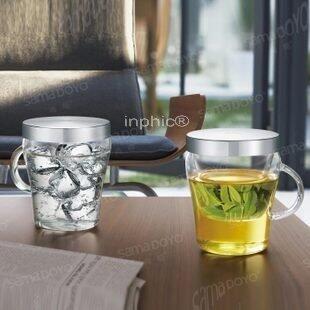 INPHIC-不鏽鋼帶蓋玻璃杯花茶杯玻璃內膽三件杯過濾水杯子350ml