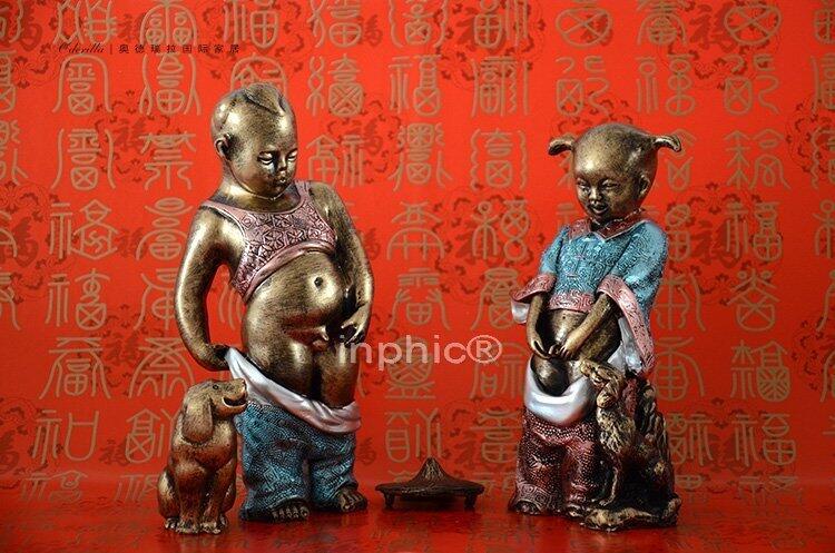 INPHIC-中式樹脂家居裝飾品 撒尿童子童趣擺飾 擺設工藝品