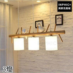 INPHIC-吊燈吧臺田園北歐簡約小鳥實木現代燈具餐廳-3燈
