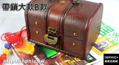 INPHIC-復古帶鎖木盒子套裝 仿古盒子 歐式收納小木盒 拍攝密室逃脫道具-帶鎖大款B款