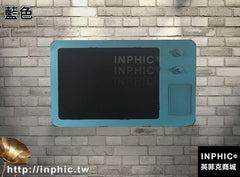 INPHIC-居家復古仿古電視機小黑板掛飾酒吧咖啡廳復古吧臺掛牌留言板-藍色