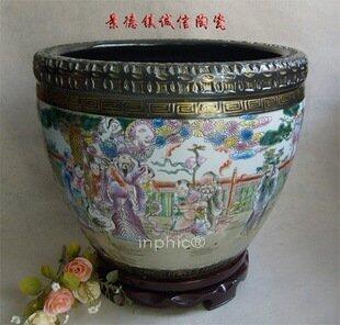 INPHIC-景德鎮復古陶瓷工藝品 粉彩雕刻三星賜福藝術瓷器 大畫缸 金魚缸