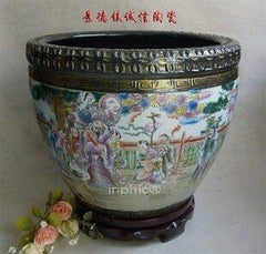 INPHIC-景德鎮復古陶瓷工藝品 粉彩雕刻三星賜福藝術瓷器 大畫缸 金魚缸
