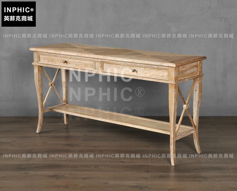INPHIC-法式復古雕花靠牆桌 歐美式鄉村風實門廊廳玄關櫃