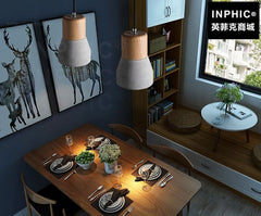 INPHIC-簡約日式實木餐廳燈北歐吧臺水泥吊燈現代