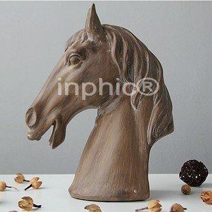 INPHIC-現代簡約仿舊木紋樹脂馬頭擺飾  會所樣板間裝飾