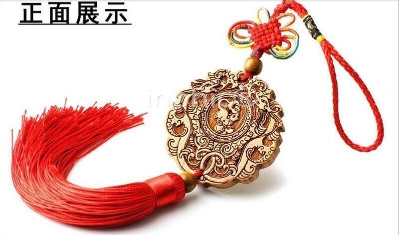 INPHIC-宗教 開光桃木雙龍掛件 鎮宅化煞 驅除不利 招財旺運 桃木雕刻