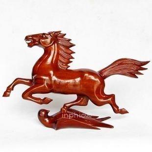 INPHIC-木雕馬踏飛燕紅木工藝品風水擺設家居生肖馬奔馬實木雕擺飾