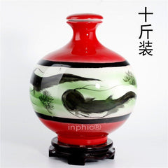 INPHIC-新款 景德鎮十斤裝手繪陶瓷酒瓶 10斤平蓋圓球酒壇 其它酒具酒壺