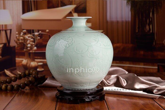 INPHIC-新品 景德鎮陶瓷器花瓶 雕刻影青冬瓜瓶 家居裝飾品擺飾