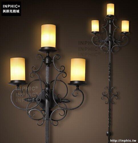INPHIC- 美式鄉村風格臥室牆燈歐式復古走廊玻璃單頭鐵藝蠟燭臺壁燈-K款