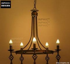 INPHIC- 美式鄉村復古鐵藝圓形吊燈個性餐廳客廳吧臺工業吊燈