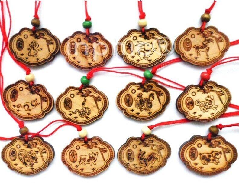 INPHIC-鎖形吊墜桃木十二生肖 平安符避邪護主人 牛鼠虎兔龍羊蛇猴馬狗雞 [批發價10個起]