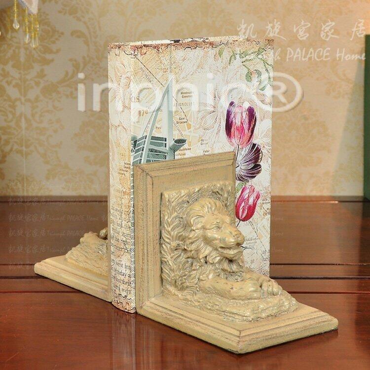 INPHIC-歐美式古典復古仿舊獅子頭書靠書檔書櫃書立創意擺飾 書房裝飾