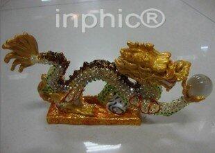 INPHIC-鋅合金鍍銀人工彩繪鑲鑽擺設龍行大運