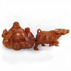 INPHIC-越南紅木工藝品 50cm彌勒佛 牛拉佛 木雕風水擺飾