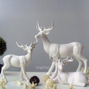 INPHIC-簡約現代 北歐極簡 美式鄉村 動物擺飾白色骨瓷鹿 陶瓷家居裝
