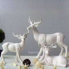 INPHIC-簡約現代 北歐極簡 美式鄉村 動物擺飾白色骨瓷鹿 陶瓷家居裝