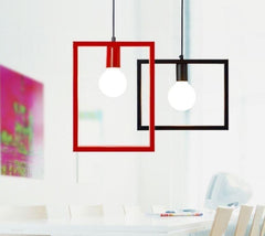 INPHIC首選燈具-北歐簡約現代吊燈創意酒吧吊燈餐廳臥室客廳吊燈黑白紅色方框幾何藝術吊燈吊燈