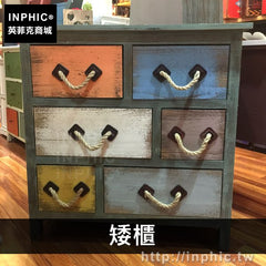 INPHIC-抽屜櫃鐵制裝飾邊框鄉村田園木櫃專賣店酒吧美式實木-矮櫃