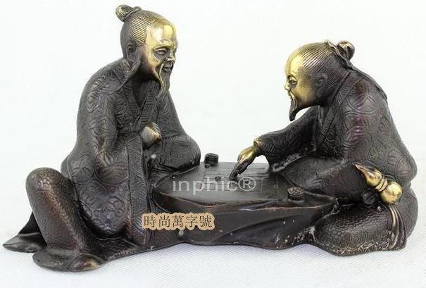 INPHIC-開光風水銅工藝品擺件家居飾品擺設純銅老者下棋棋開得勝銅像