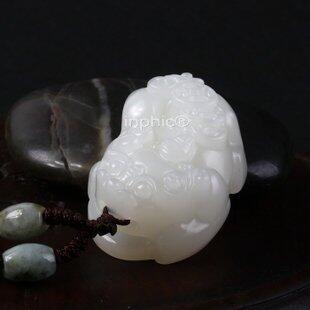 INPHIC-天然白玉金錢貔貅吊墜 招財避邪情侶項墜86